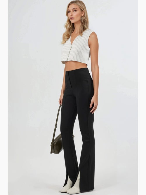 Leggings à boca de sino de cintura subida com detalhes de racha busem - Kiabi Leggings à boca de sino de cintura subida com detalhes de racha busem - Kiabi