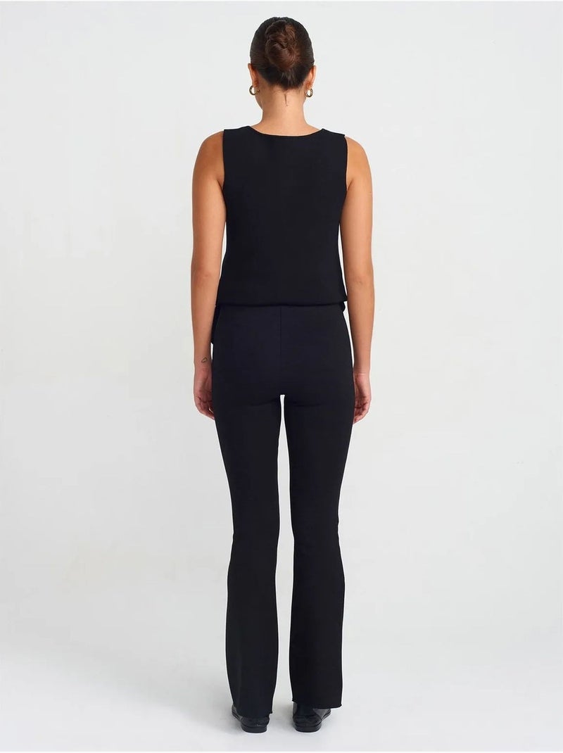 Leggings à boca de sino de cintura subida dilvin Preto - Kiabi