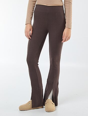 Leggings boca de sino nervuradas