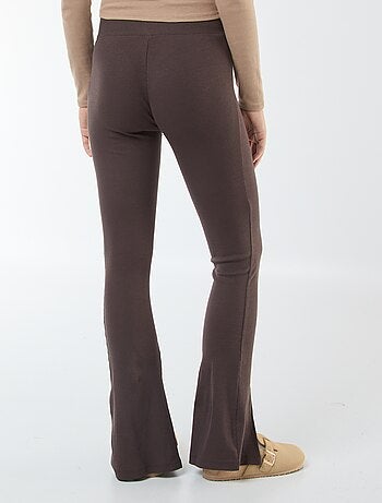 Leggings boca de sino nervuradas