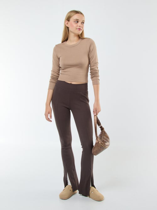 Leggings boca de sino nervuradas - Kiabi