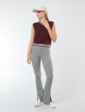 Leggings boca de sino nervuradas