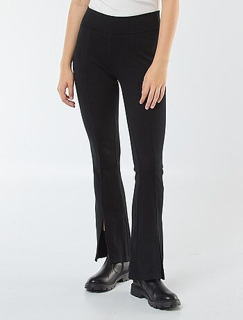 Leggings boca de sino nervuradas
