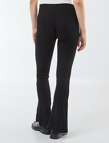 Leggings boca de sino nervuradas