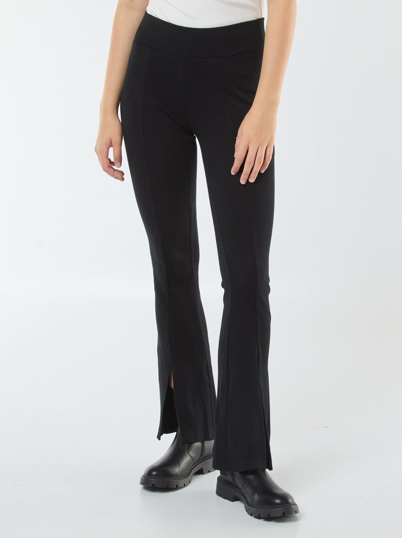 Leggings boca de sino nervuradas Preto - Kiabi