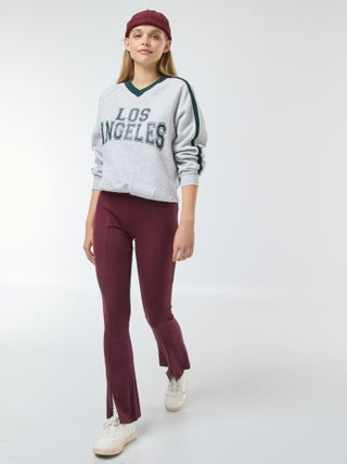 Leggings boca de sino nervuradas