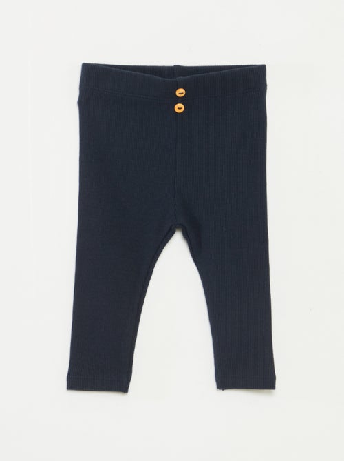 Leggings caneladas com botões - Kiabi