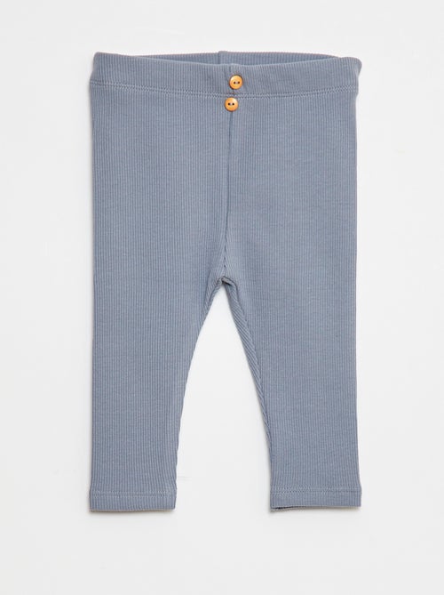Leggings caneladas com botões - Kiabi