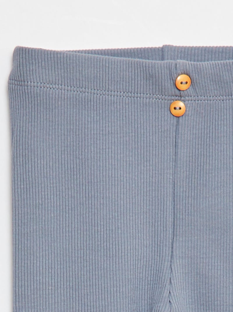 Leggings caneladas com botões Azul - Kiabi