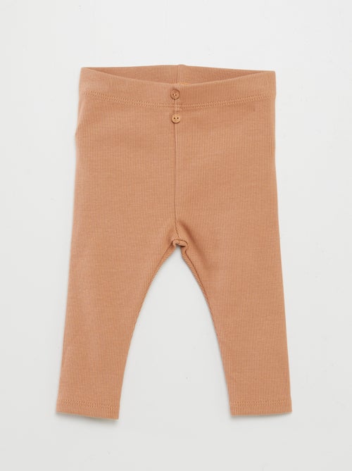 Leggings caneladas com botões - Kiabi