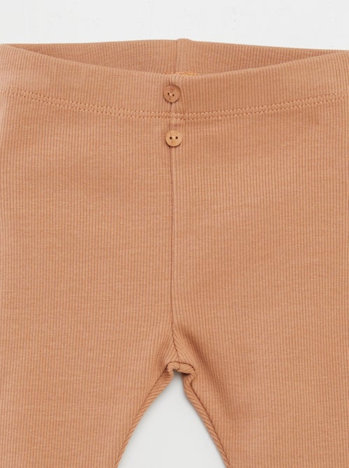 Leggings caneladas com botões - Kiabi