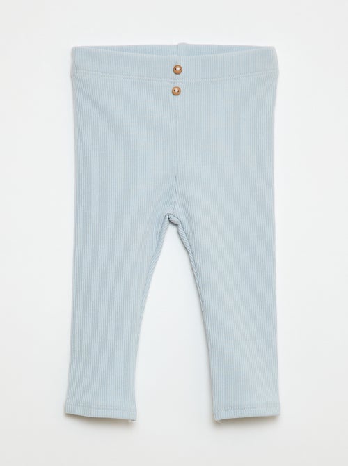 Leggings caneladas com botões - Kiabi