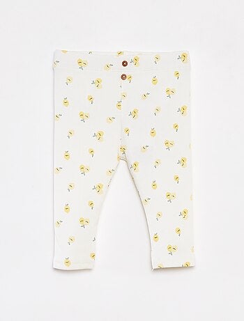 Leggings caneladas com botões de fantasia