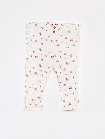 Leggings caneladas com botões de fantasia