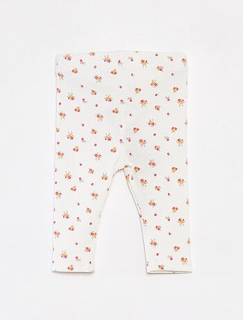 Leggings caneladas com botões de fantasia