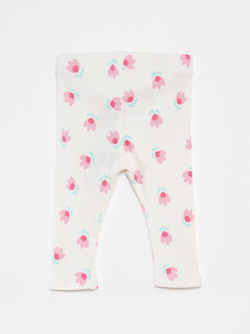 Leggings caneladas com botões de fantasia BRANCO - Kiabi