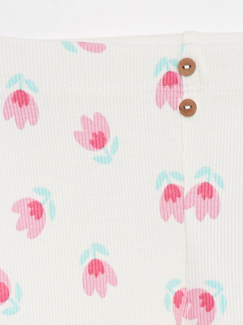 Leggings caneladas com botões de fantasia BRANCO - Kiabi