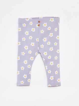 Leggings caneladas com botões de fantasia