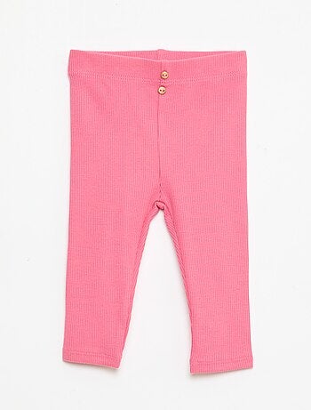Leggings caneladas com botões