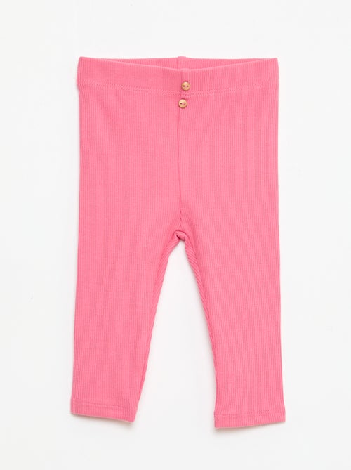 Leggings caneladas com botões - Kiabi