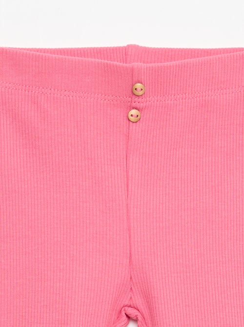 Leggings caneladas com botões - Kiabi