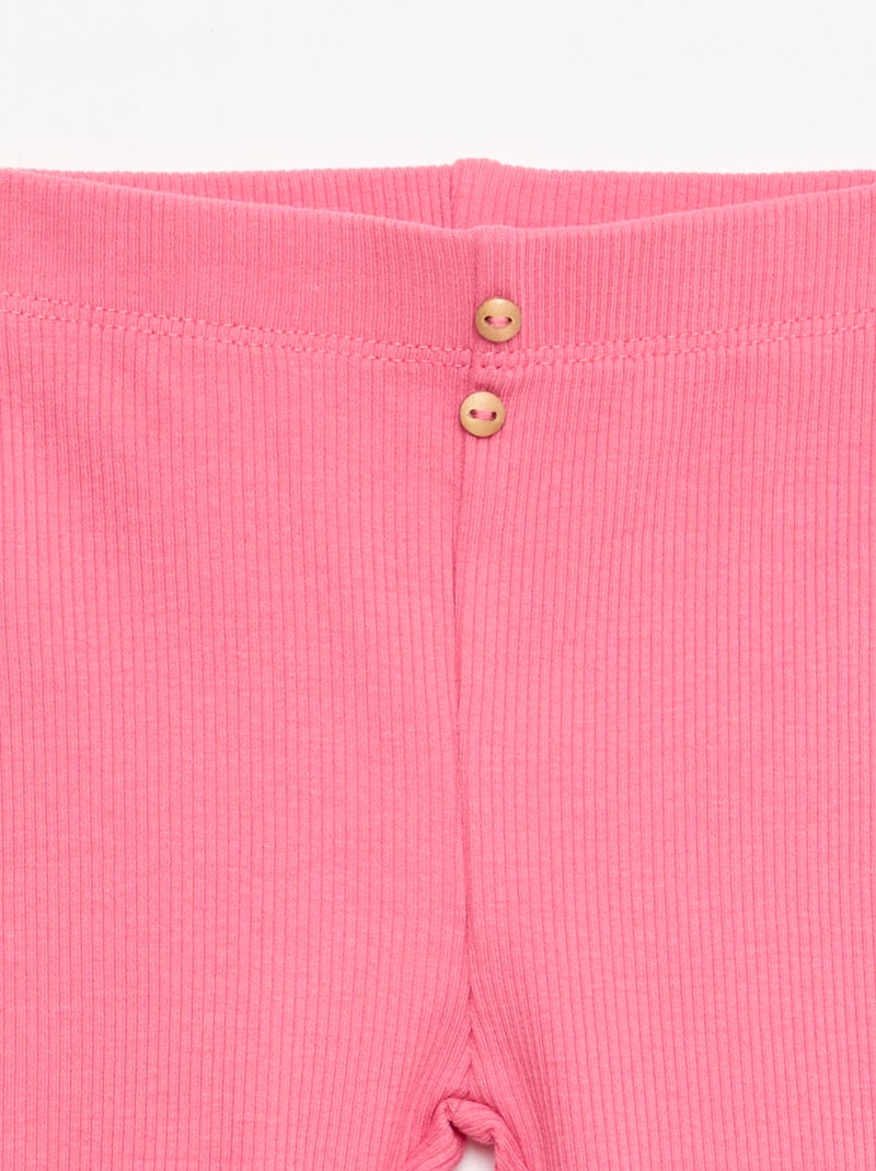 Leggings caneladas com botões Fúcsia - Kiabi