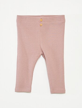 Leggings caneladas com botões