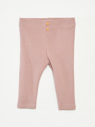 Leggings caneladas com botões