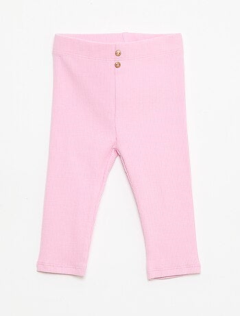 Leggings caneladas com botões