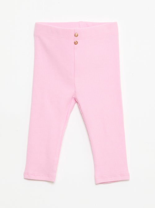 Leggings caneladas com botões - Kiabi