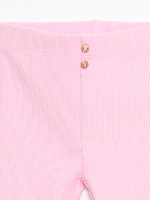 Leggings caneladas com botões - Kiabi