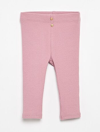 Leggings caneladas com botões