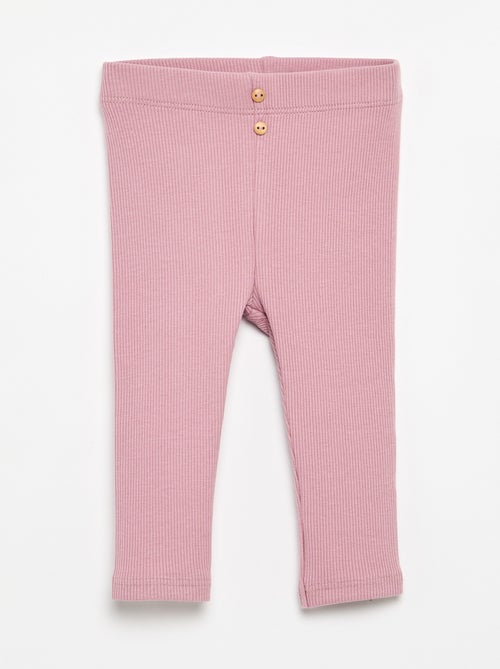 Leggings caneladas com botões - Kiabi
