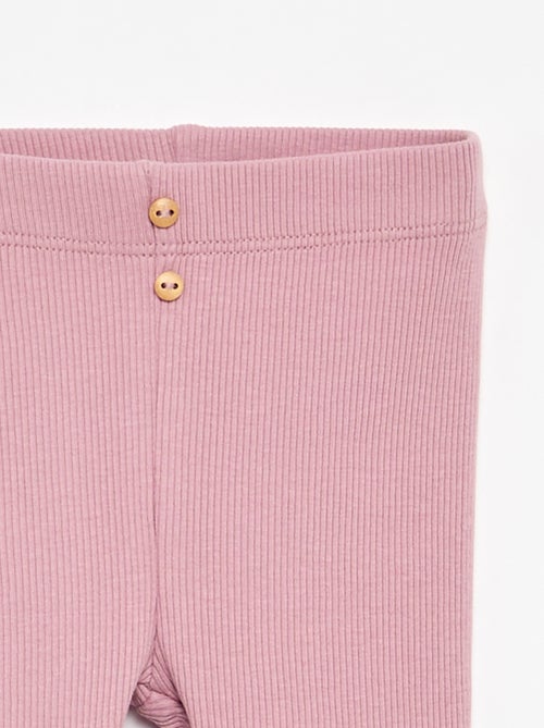 Leggings caneladas com botões - Kiabi