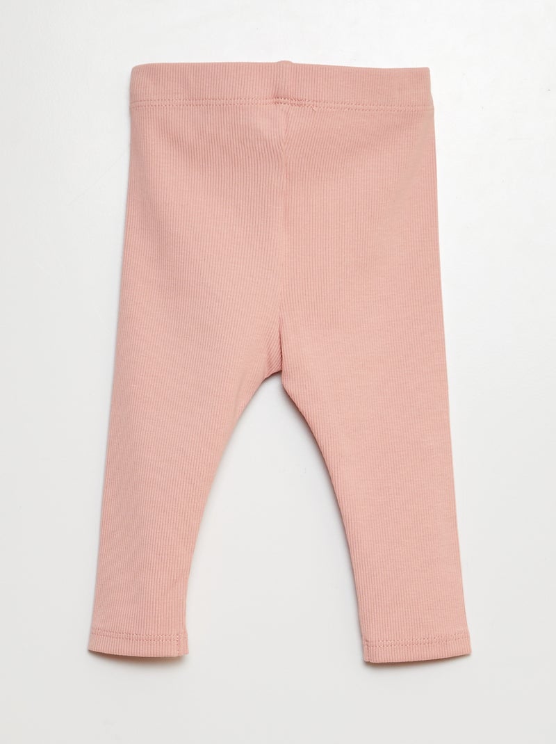 Leggings caneladas com botões ROSA - Kiabi