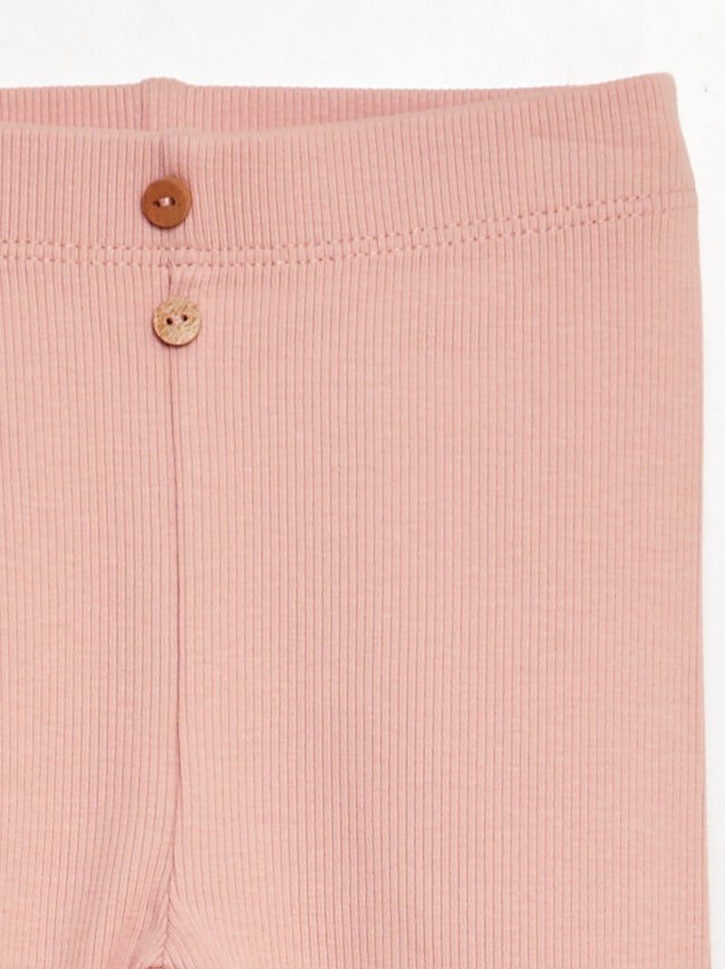 Leggings caneladas com botões ROSA - Kiabi