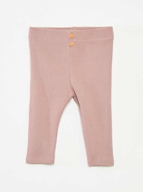 Leggings caneladas com botões - Kiabi