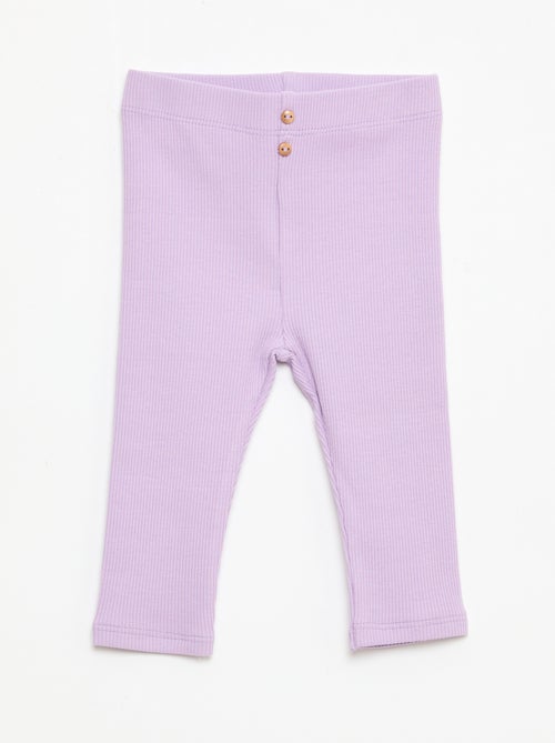 Leggings caneladas com botões - Kiabi