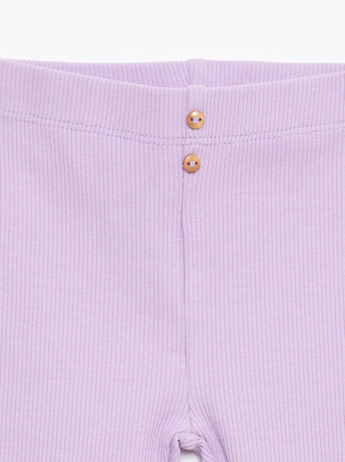 Leggings caneladas com botões - Kiabi