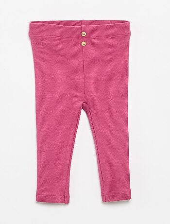 Leggings caneladas com botões