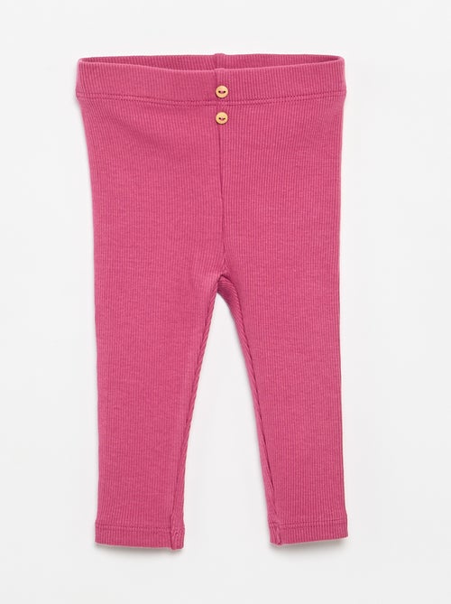 Leggings caneladas com botões - Kiabi Leggings caneladas com botões - Kiabi