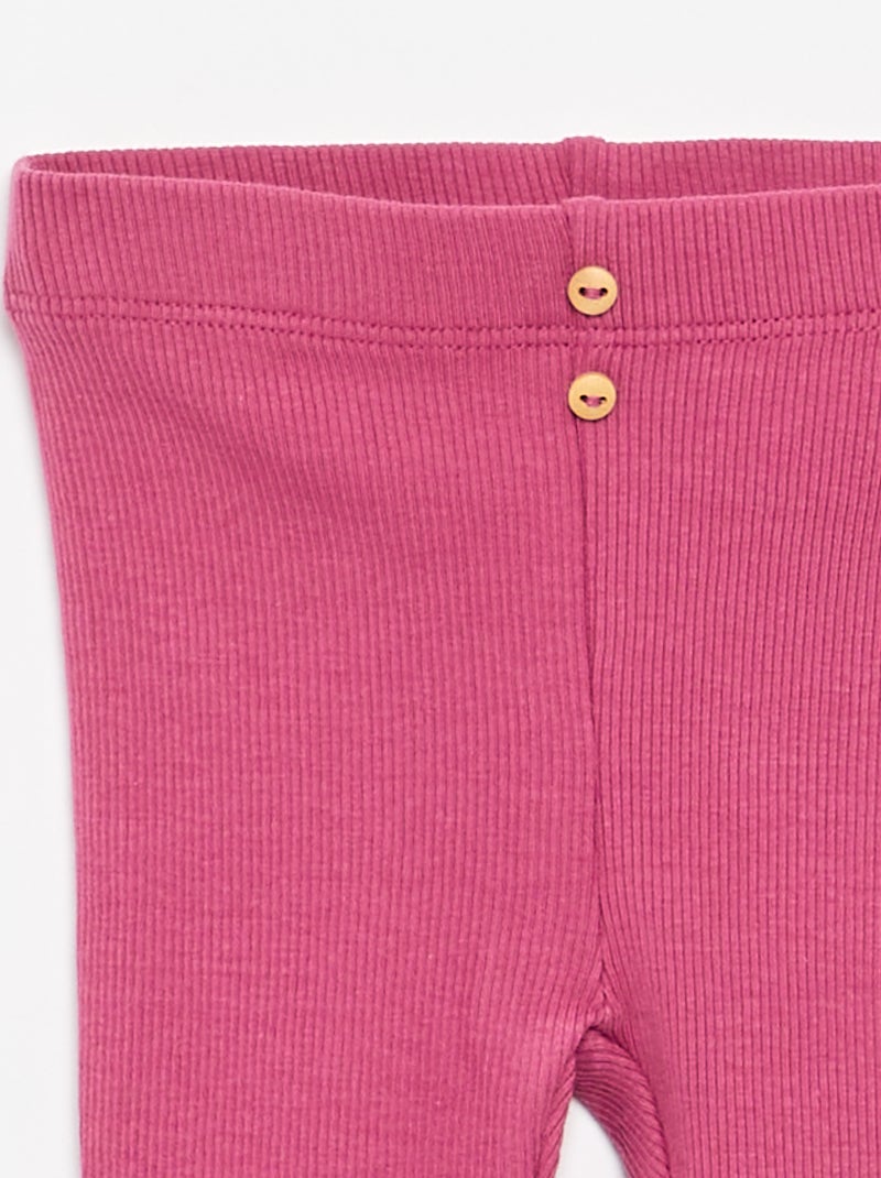 Leggings caneladas com botões Violeta - Kiabi