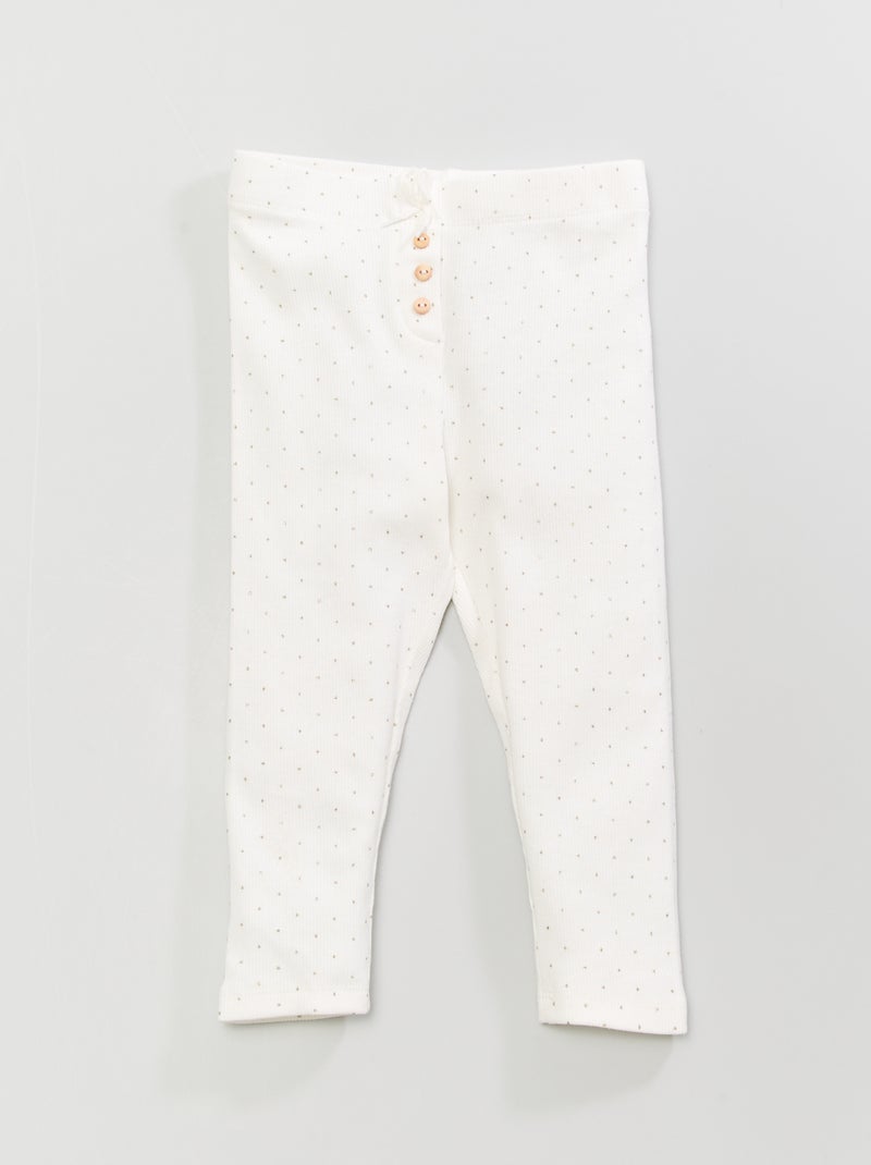 Leggings caneladas com laço de fantasia BRANCO - Kiabi