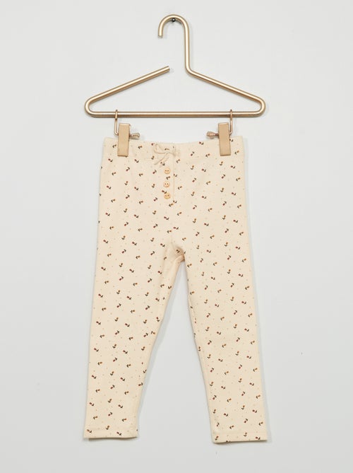 Leggings caneladas com laço de fantasia - Kiabi