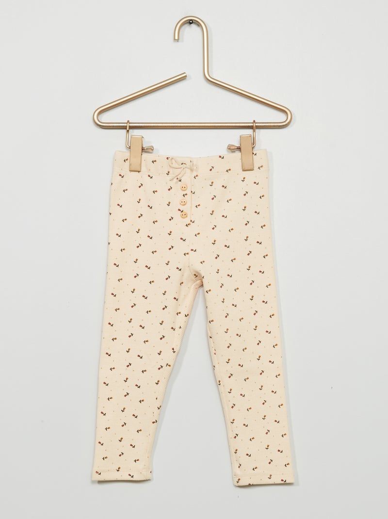 Leggings caneladas com laço de fantasia ROSA - Kiabi