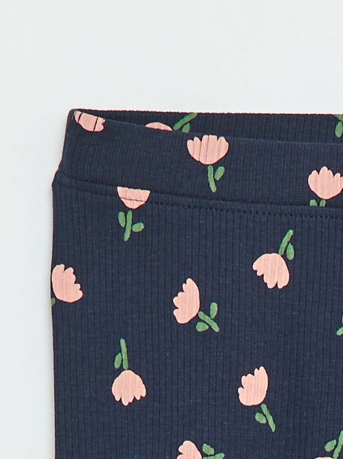 Leggings caneladas com motivo - Kiabi