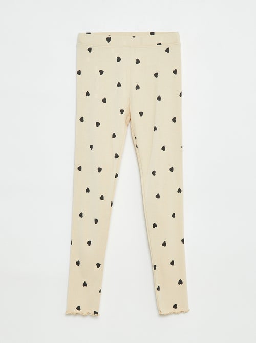 Leggings caneladas com motivo - Kiabi