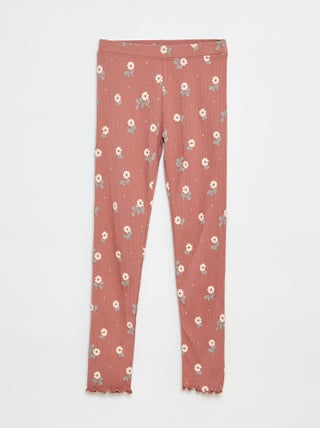 Leggings caneladas com motivo