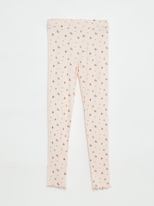 Leggings caneladas com motivo - Kiabi