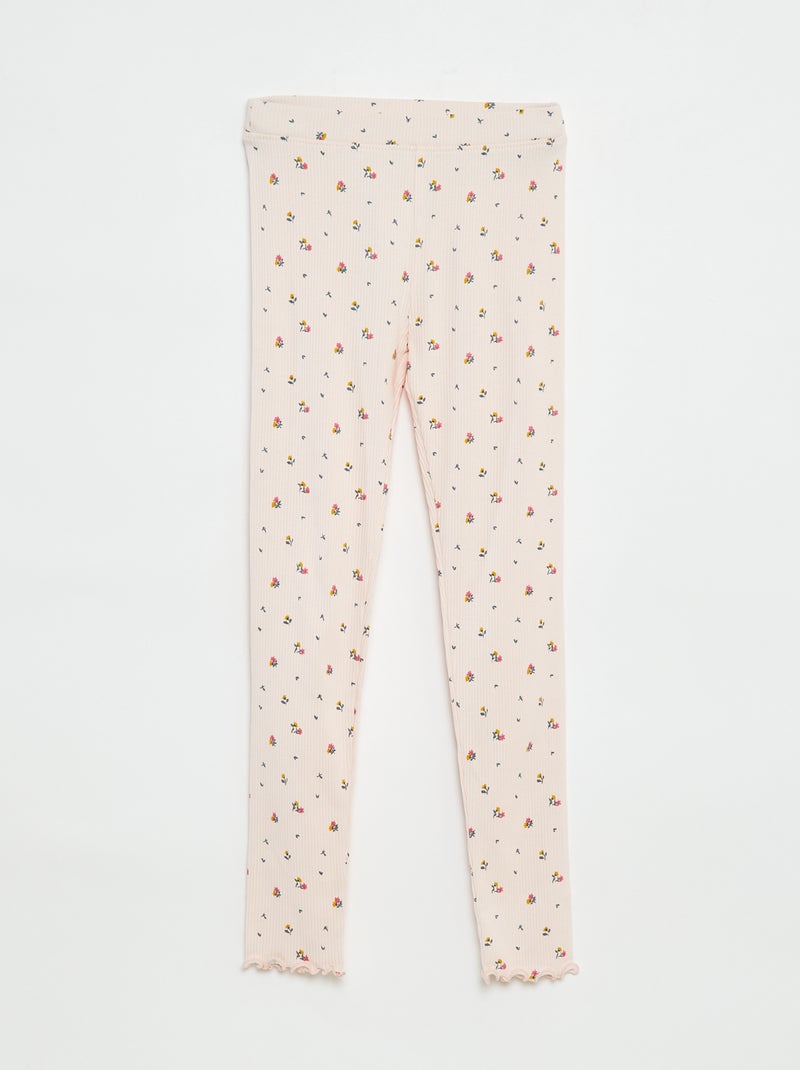 Leggings caneladas com motivo Rosa - Kiabi